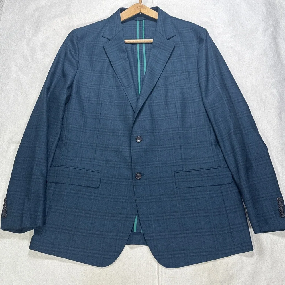 Bonobos Blazer Mens 46L Tag Blue Green Slim Fit Wool Blend City Jacket NWOT